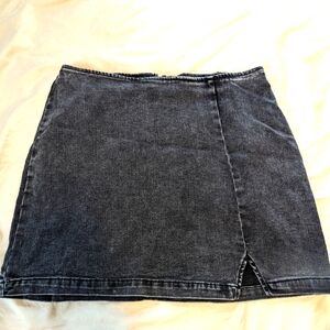 Women's Notch Front Seamed Denim Mini Skirt - Wild Fable Black Wash